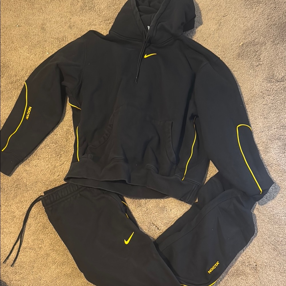 Nocta Nike Black Hoodie and Joggers with Yellow Highlights